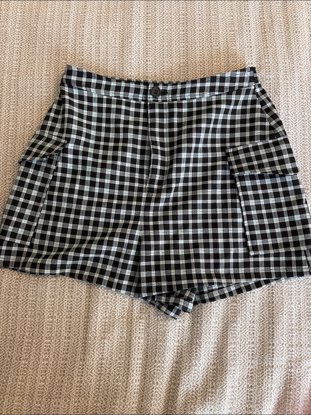 bp Black and Light Blue Plaid Shorts
